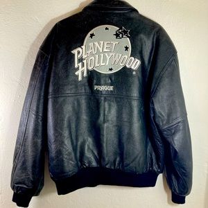 Planet Hollywood leather jacket from Prague with lining- 90s vintage- MINT